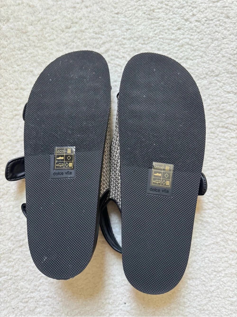 Dolce Vita Starla Black Tweed Multi-Woven Buckle Sandals-NWOT-9.5 Medium